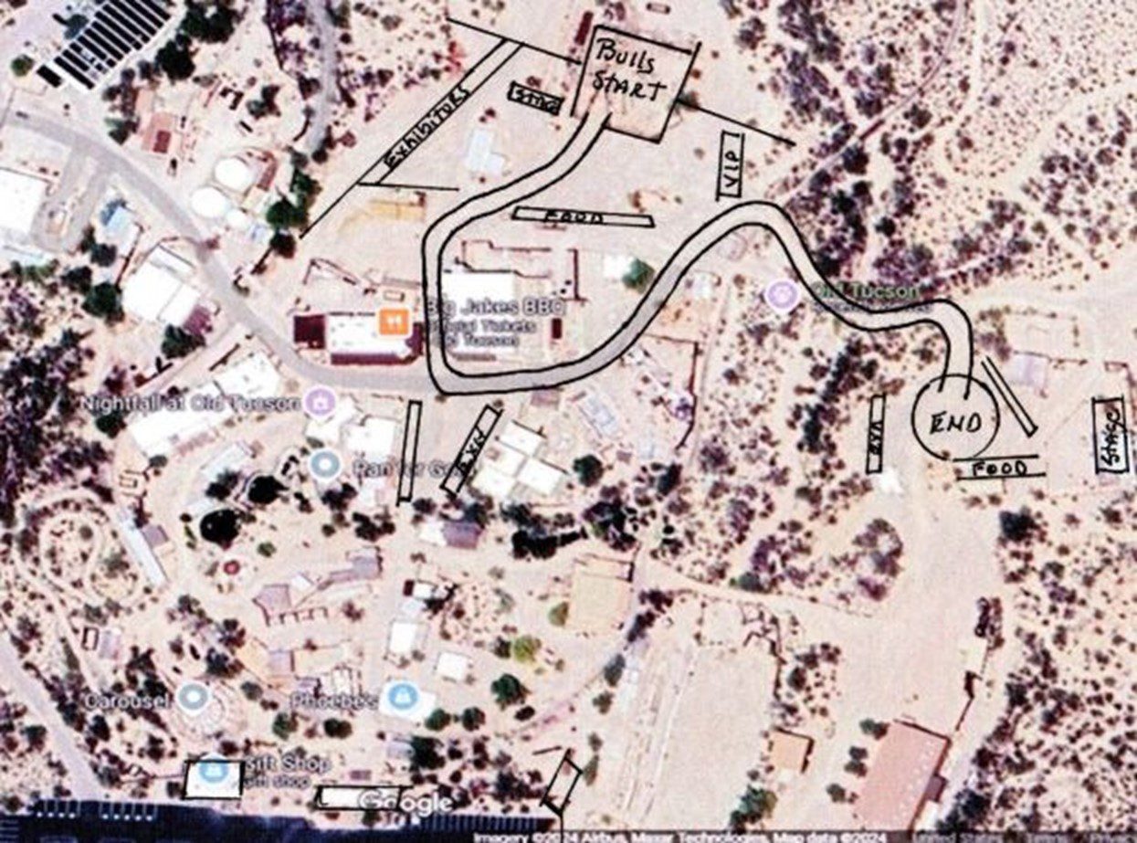 A satellite image of the location of an event.